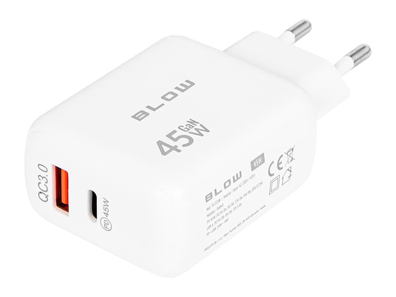 Blow Omrežni polnilnik USB-C PD 45W + USB-A GaN 2