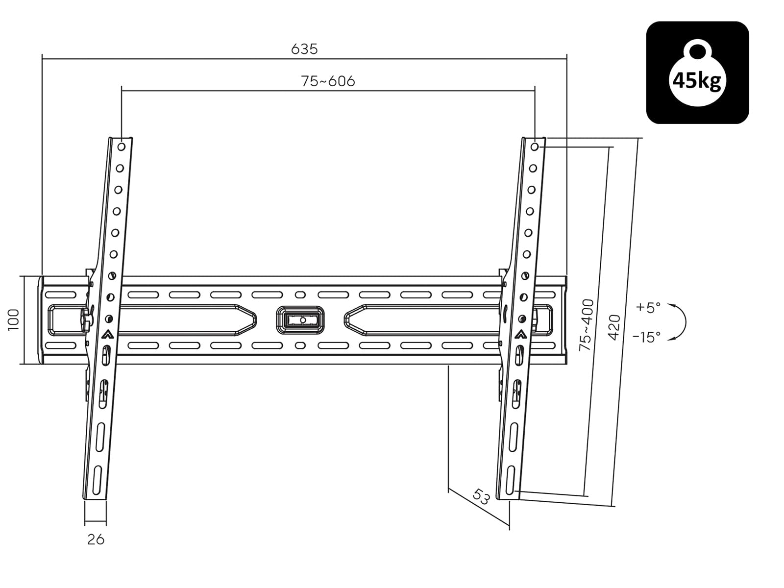 Nagibni stenski nosilec za TV Blow 76-879#, 37"-99" 2