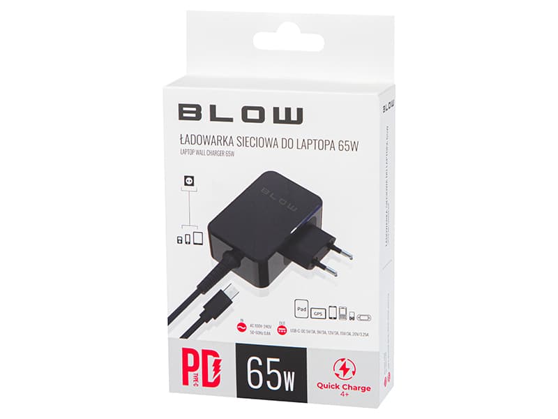 USB-C napajalnik Blow 65W z Quick Charge, črn 2