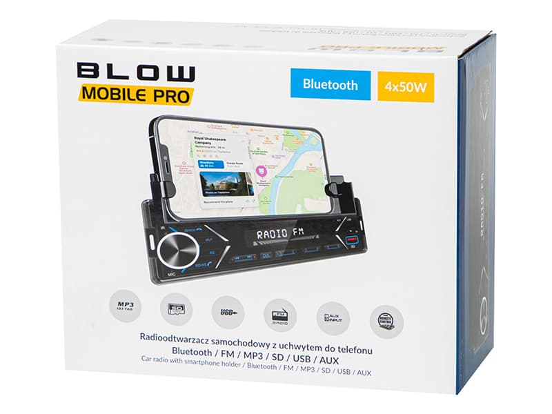 Blow Radio Mobile PRO 1DIN z USB, AUX, Bluetooth in držalom za telefon 4