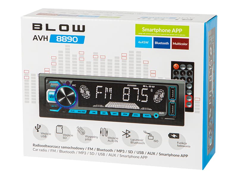 Blow Avtoradio AVH-8890, RDS, App, RGB, MP3, USB, Micro SD, Bluetooth 5
