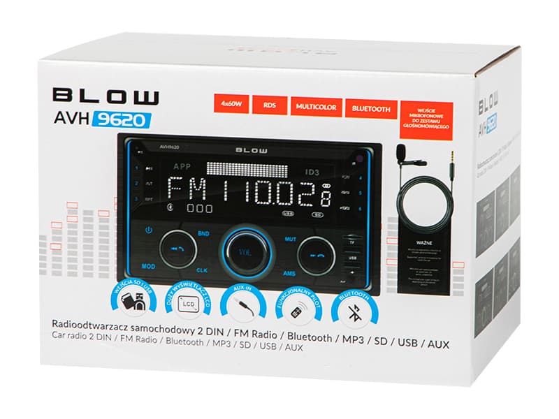Avtoradio Blow AVH-9620 2DIN, Bluetooth, RDS, RGB, MP3/USB/microSD 5