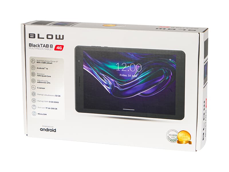 Tablica Blow BlackTab8, 8" IPS, 3/32GB, 4G LTE, Android 14 5