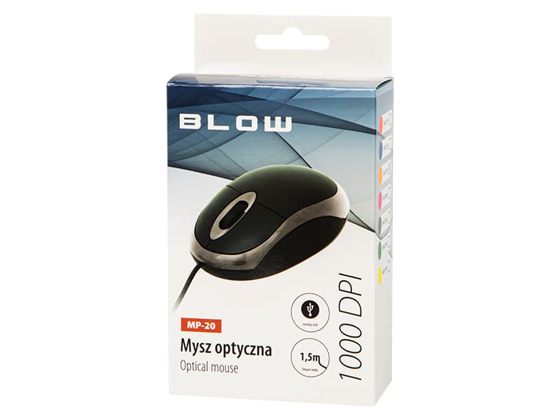 Blow Žična optična miška MP-20, USB, rumena 2