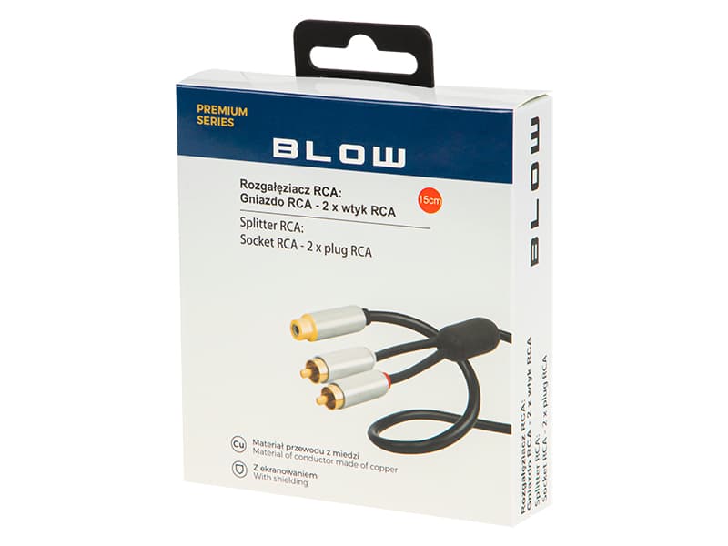 Blow RCA Y razdelilnik (vtičnica-2x vtič) 15cm, kovinski 2