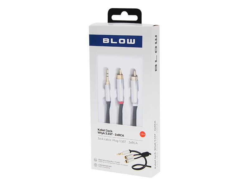 Blow 3.5mm Jack na 2x RCA kabel (moški) 1.5m, kovinski 2