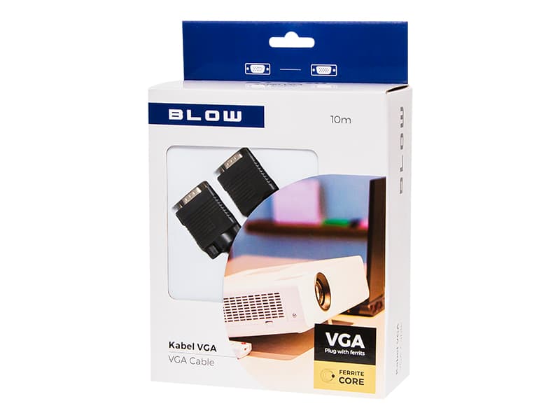Blow VGA kabel (moški-moški) 10m, z feritnimi obročki 2