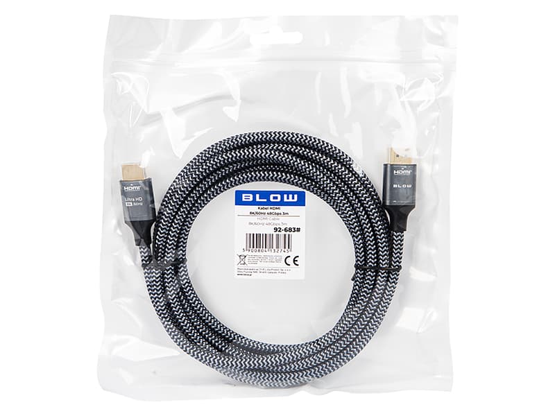 Blow HDMI kabel 8K Silver (pleten) 3m 2