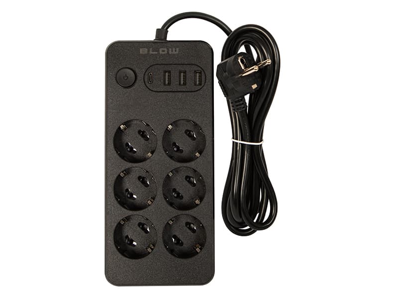 Blow Podaljšek PS-620, 6 vtičnic + 3xUSB + 1xUSB-C, 2m, črn 2