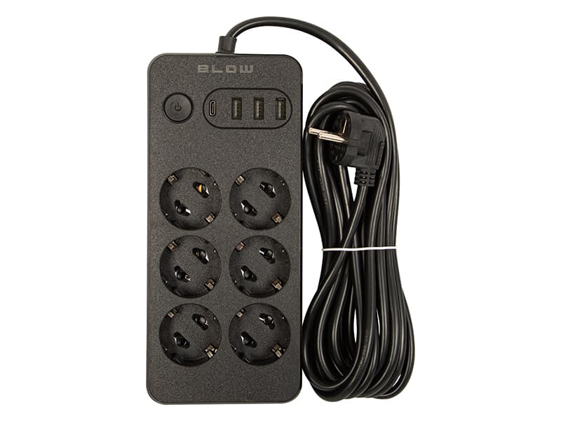 Blow Podaljšek PS-650, 6 vtičnic + 3xUSB + 1xUSB-C, 5m, črn 2