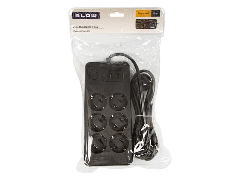 Blow Podaljšek PS-650, 6 vtičnic + 3xUSB + 1xUSB-C, 5m, črn 4