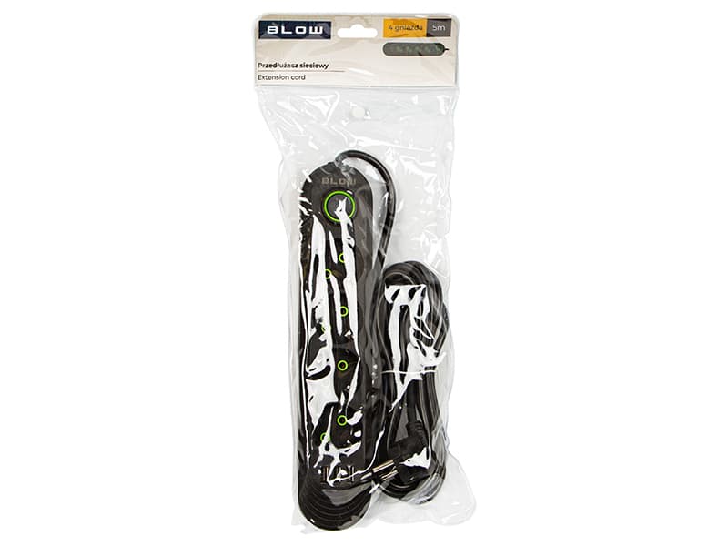BLOW Podaljšek 3xUSB, 4 vtičnice, 5m, črn (PS-450) 4