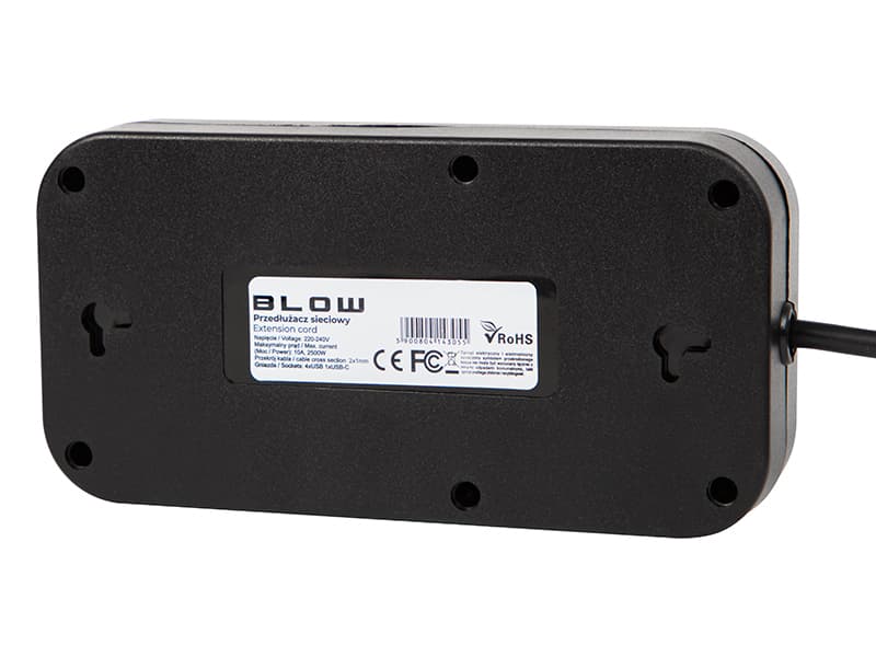 BLOW Podaljšek 4xUSB + 1xUSB-C, 3 vtičnice, 5m, črn (PS-350U) 3