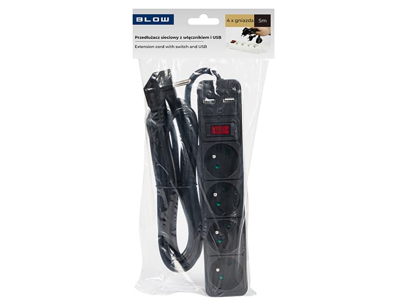 Razširitveni trak Blow PR-470WSP/USB s 4 vtičnicami in 2 USB 2