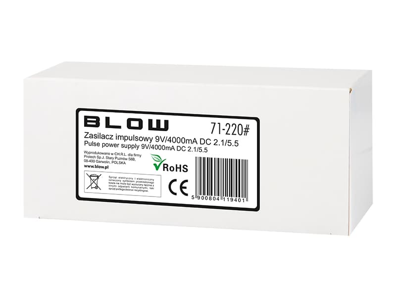 Blow Impulzni napajalnik 9V / 4000mA, vtič 2,1/5,5 mm 2