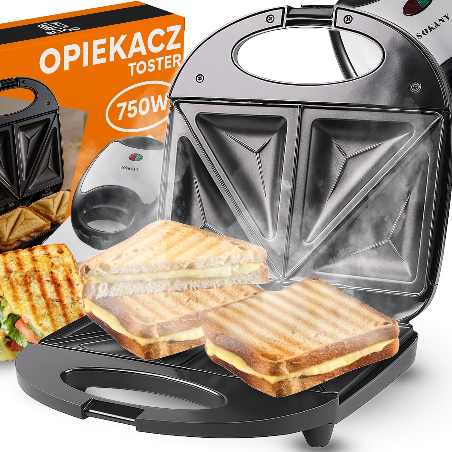 RTO Toster/opekač sendvičev - močan, 750W