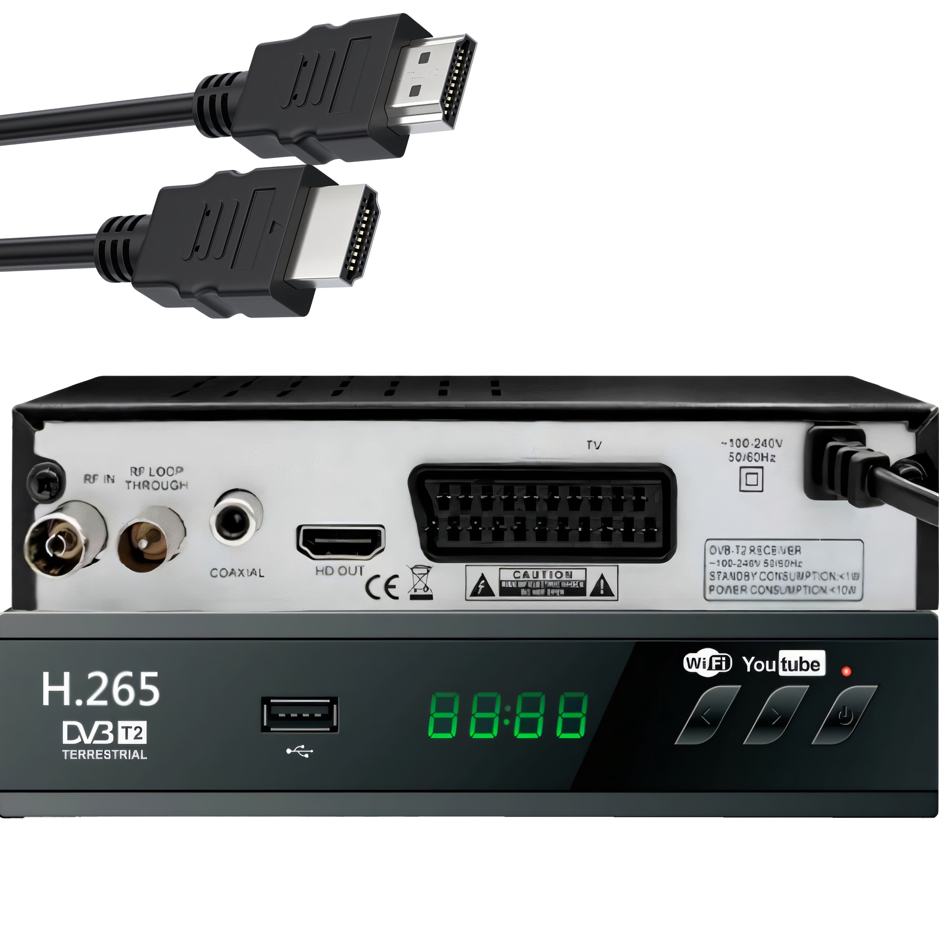 RTO DVB-T2 sprejemnik Full HD, USB, s kablom HDMI in anteno 2