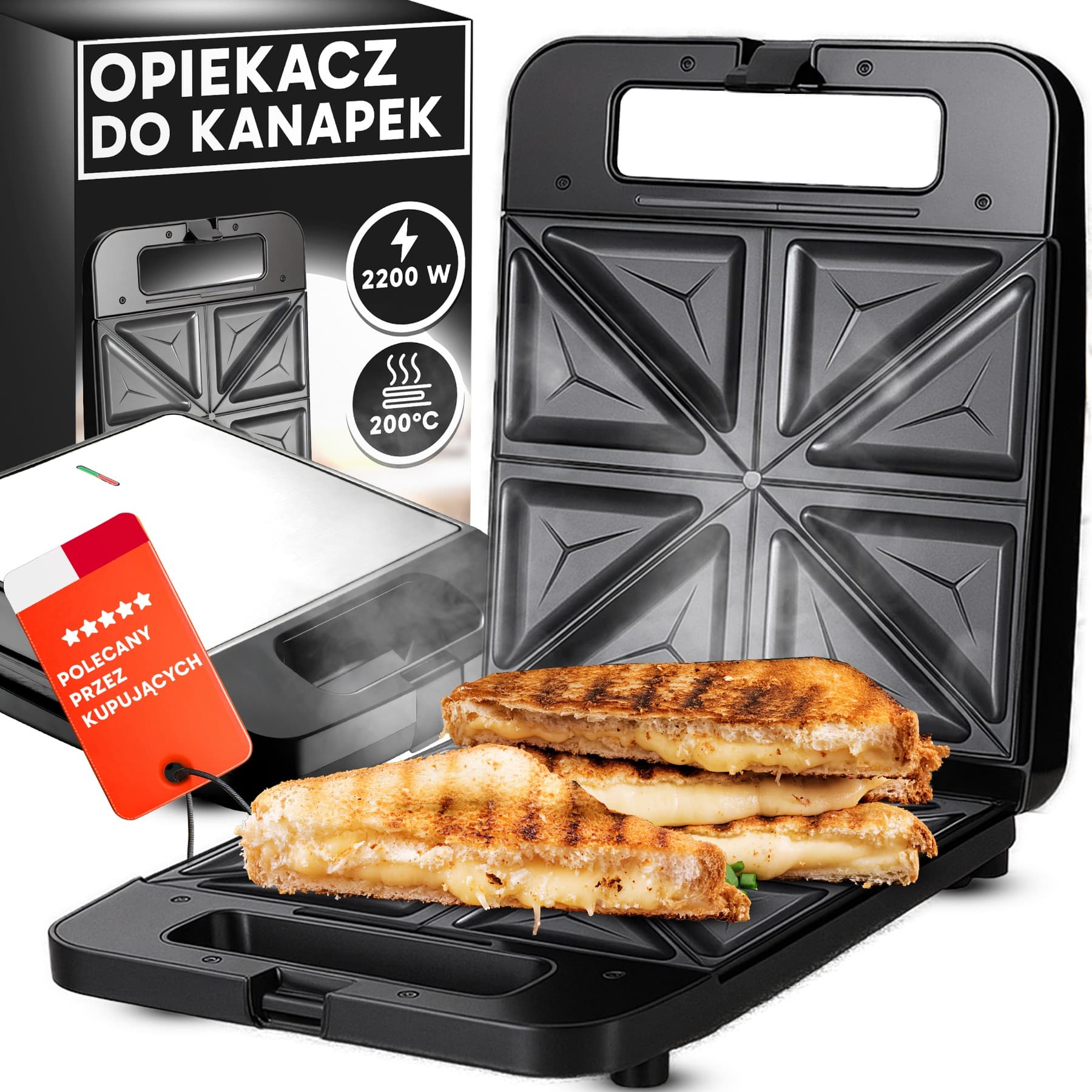 RTO Pekač za sendviče XXL, 1400W, 8 toastov, OR1334