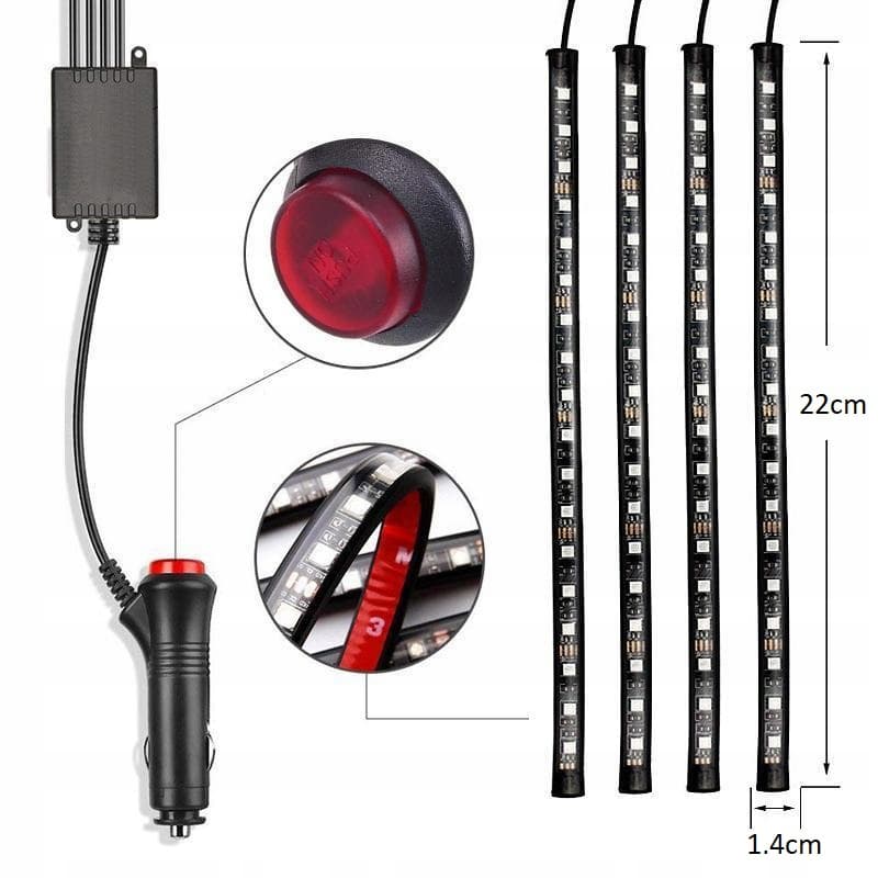 RTO RGB LED osvetlitev za notranjost avtomobila s pilotom 4