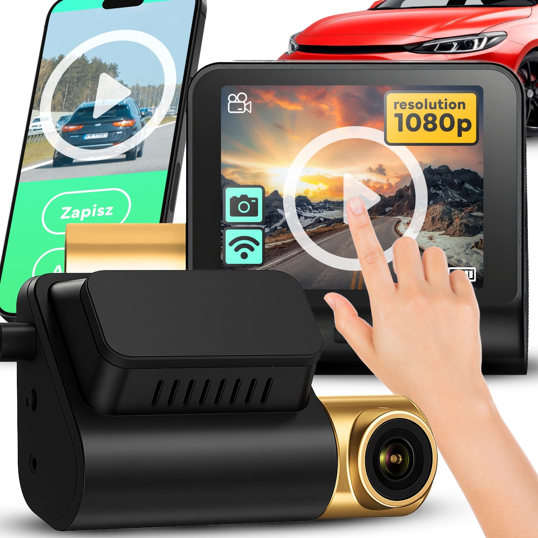 Avtomobilska kamera RTO - Dash Cam z GPS, Wi-Fi in zaslonom
