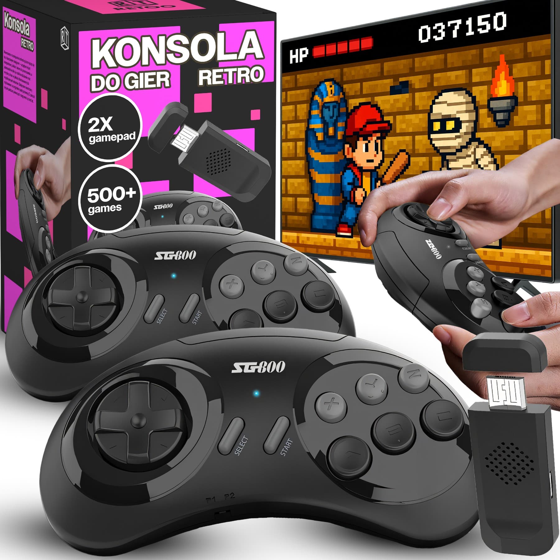 RTO Mini TV konzola z 5000+ retro igrami (brezžična)