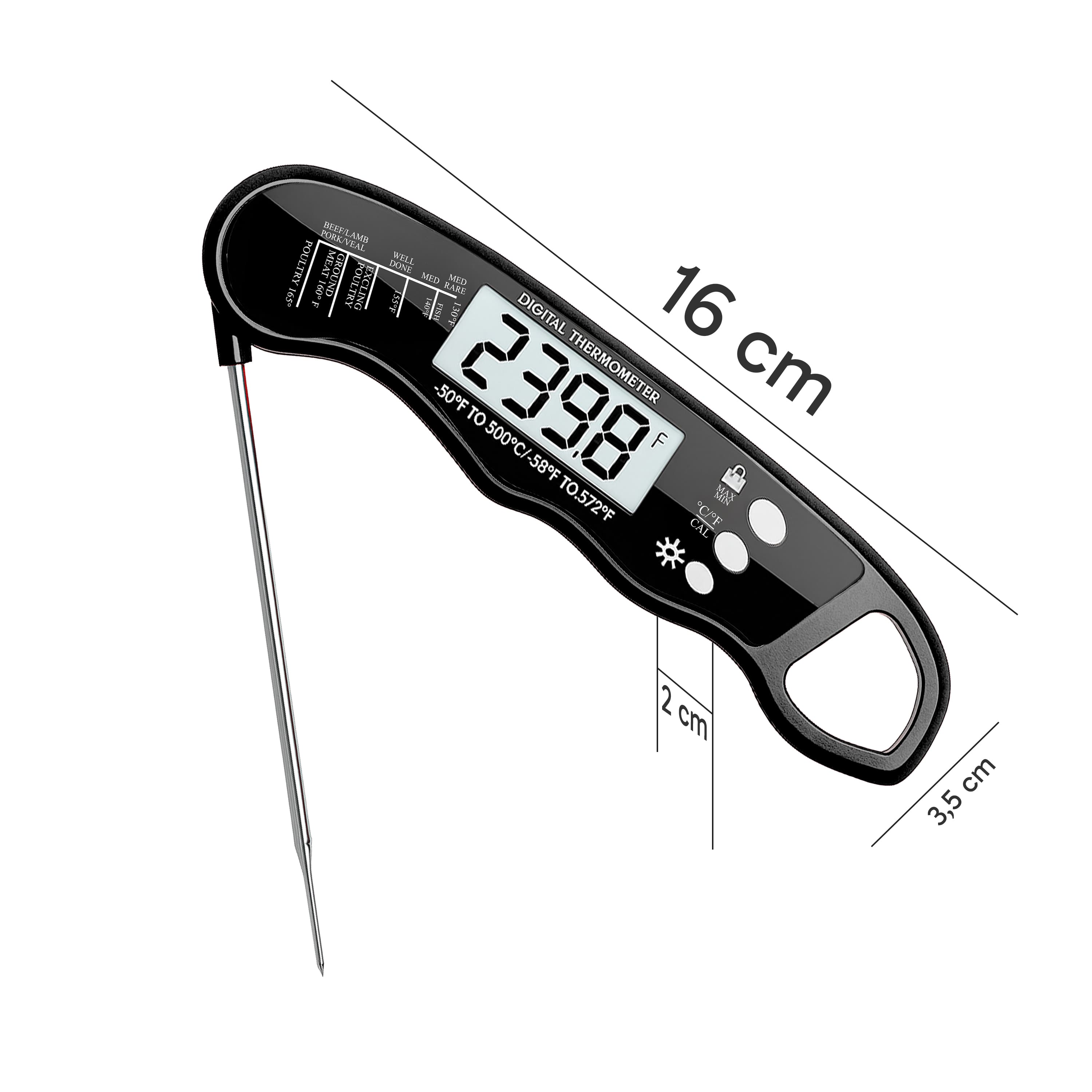 Kuhinjski termometer RTO - Digitalni, za meso in hrano, -50°C do +300°C 4