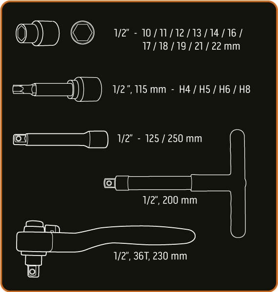 Set nasadnih ključev NEO TOOLS 1000V, 19 kos. 2