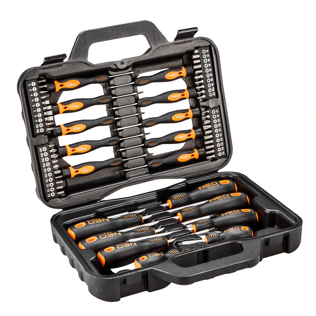 Set izvijačev in nastavkov NEO TOOLS, 58 kosov