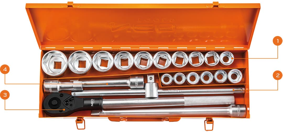 Komplet nasadnih ključev NEO TOOLS 3/4", 21 kosov 4