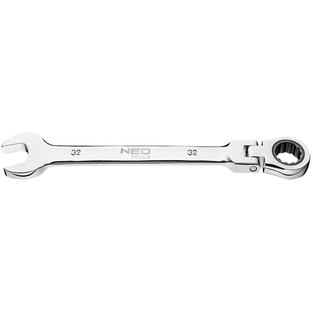 NEO TOOLS ključ očnoploščati z zgibom in ragljico, 32 mm