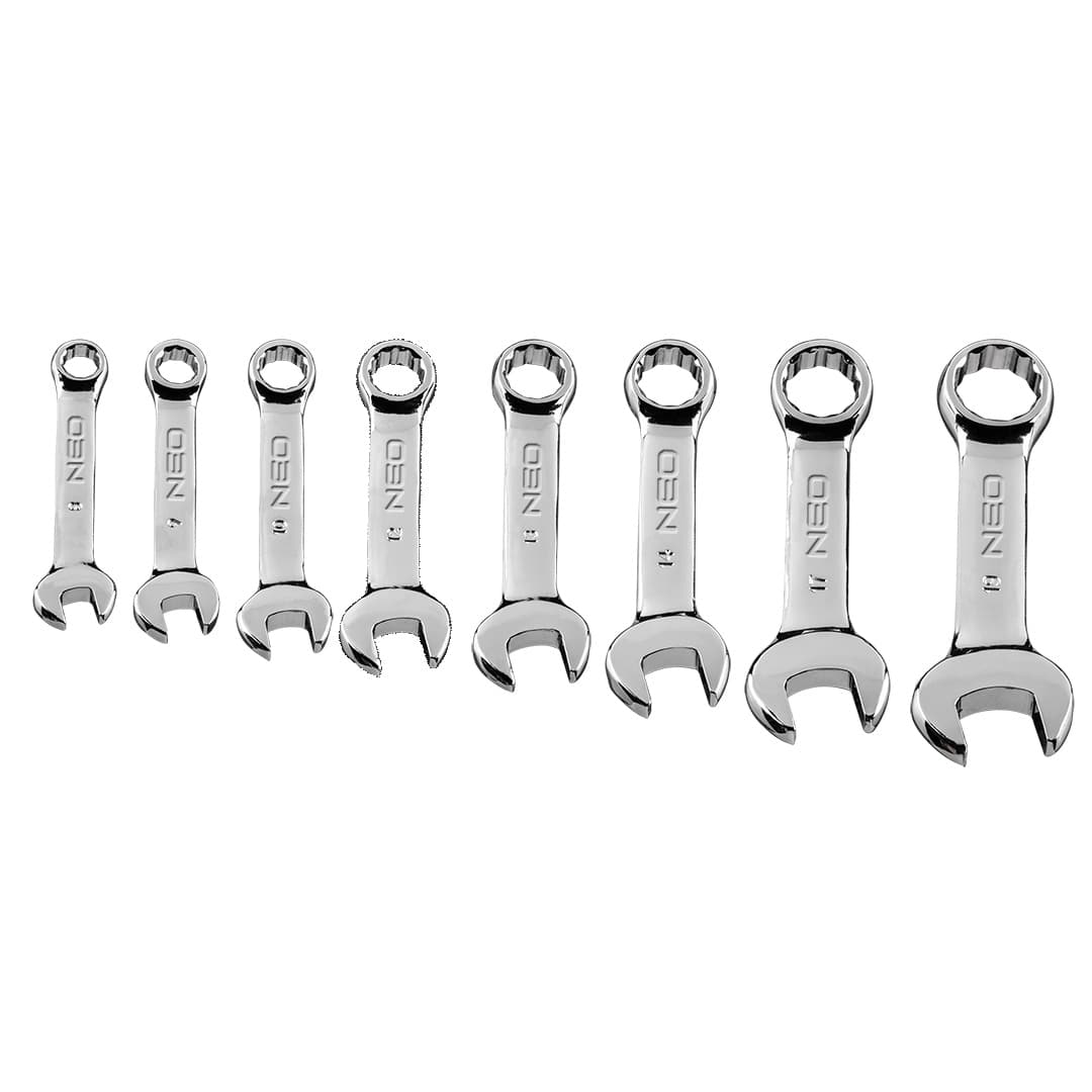 NEO TOOLS kratki kombinirani ključi 8-19 mm, 8 kosov