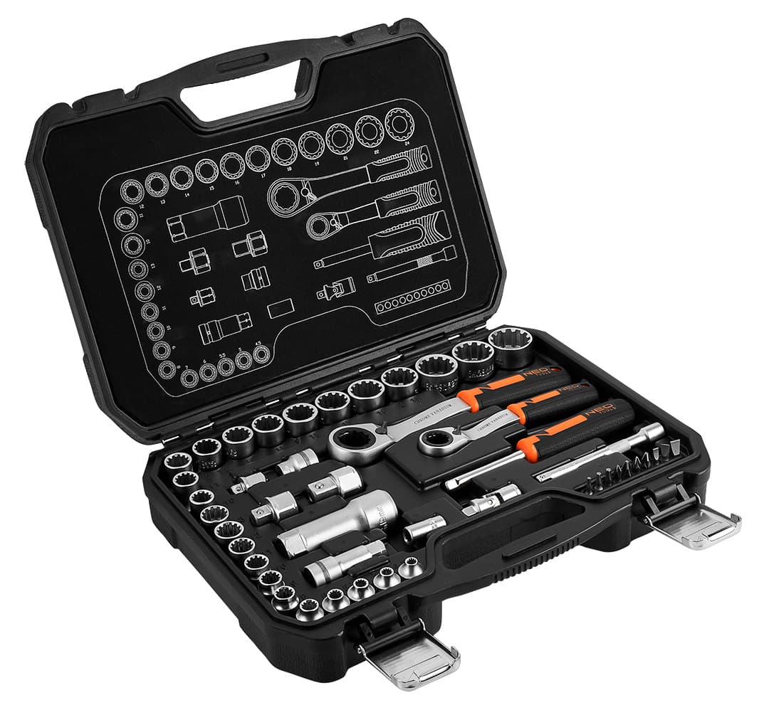 Komplet nasadnih ključev NEO TOOLS - prehodni 1/4", 3/8", 46 kosov 3