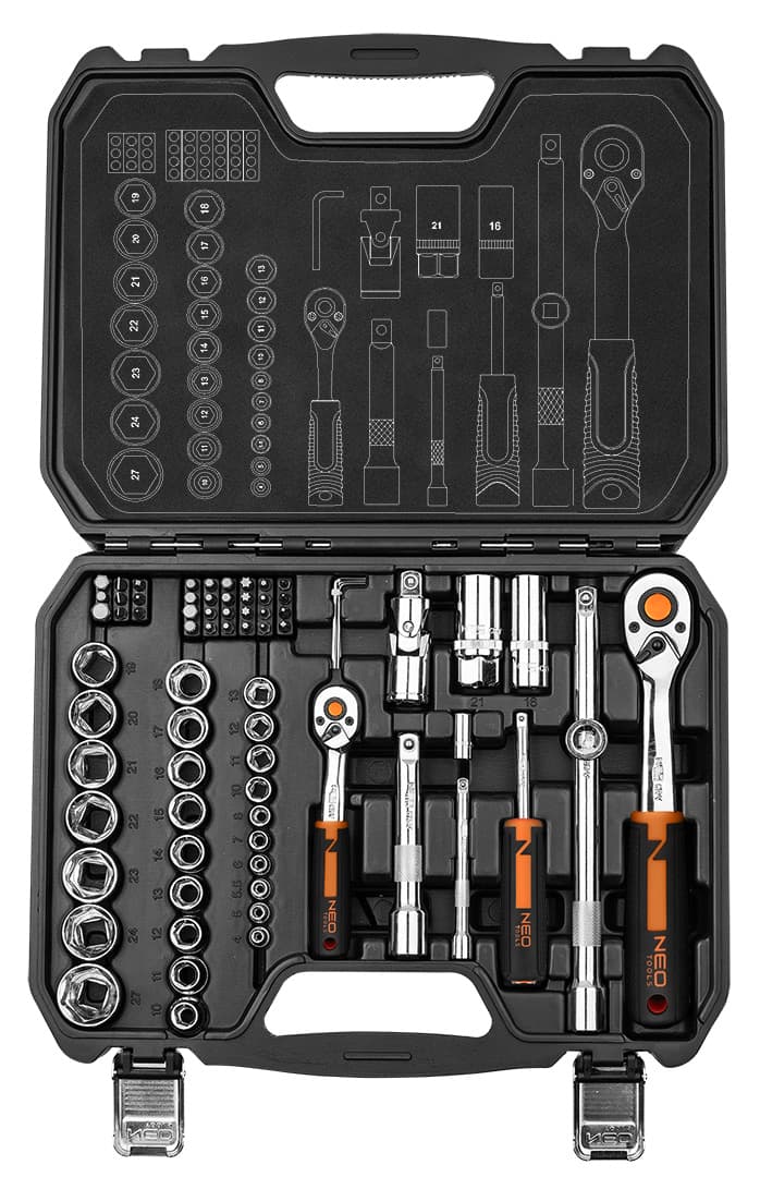 NEO TOOLS set nasadnih ključev 1/2" & 1/4", 73 kos 3