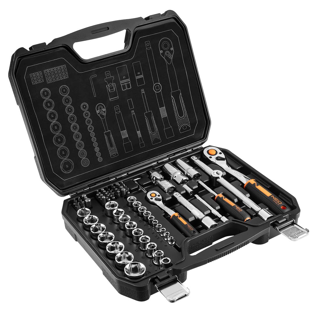 NEO TOOLS set nasadnih ključev 1/2" & 1/4", 73 kos