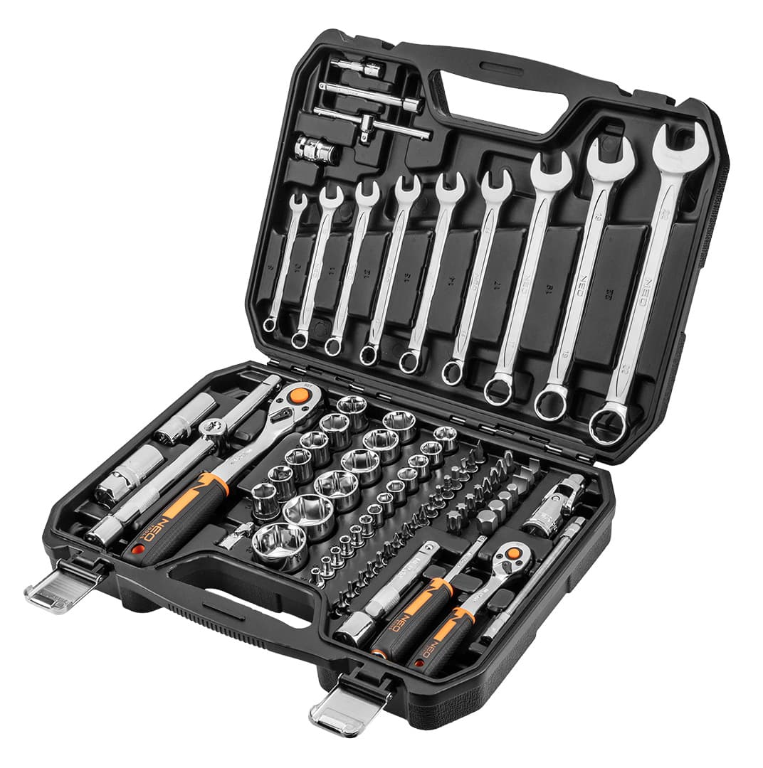 Komplet nasadnih ključev NEO TOOLS 1/2", 1/4", 82 kos, CrV 3