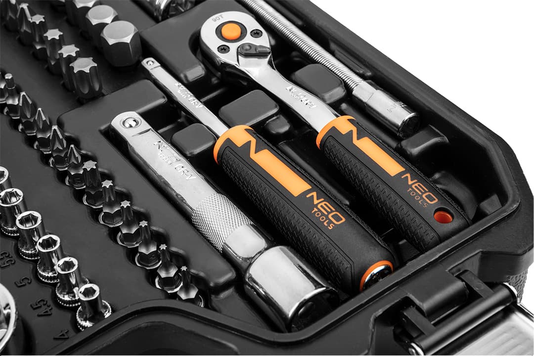 Komplet nasadnih ključev NEO TOOLS 1/2", 1/4", 82 kos, CrV 7