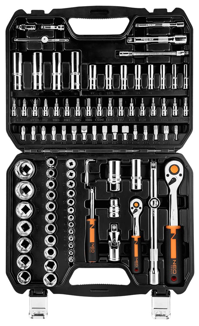 Obsežen set nasadnih ključev NEO TOOLS 1/4" in 1/2", 94 kosov, CrV 3