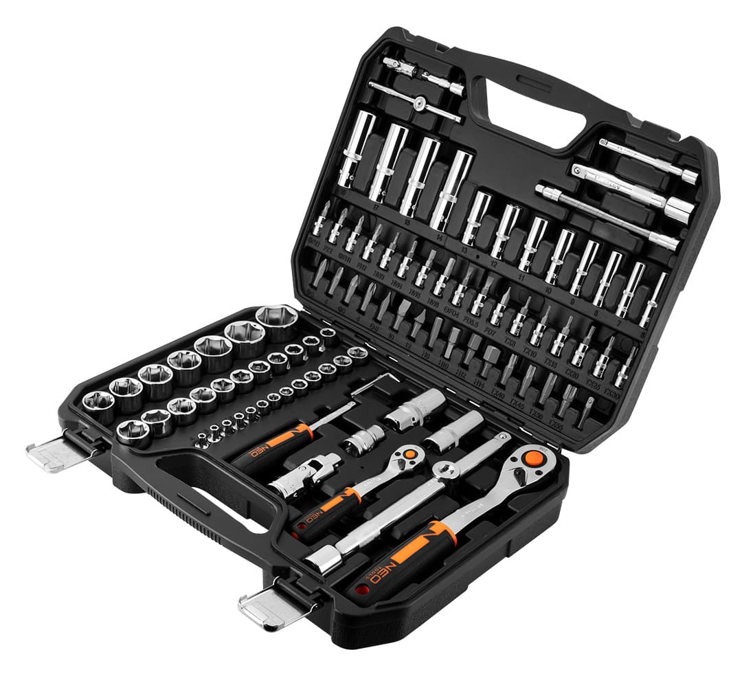 Obsežen set nasadnih ključev NEO TOOLS 1/4" in 1/2", 94 kosov, CrV 4