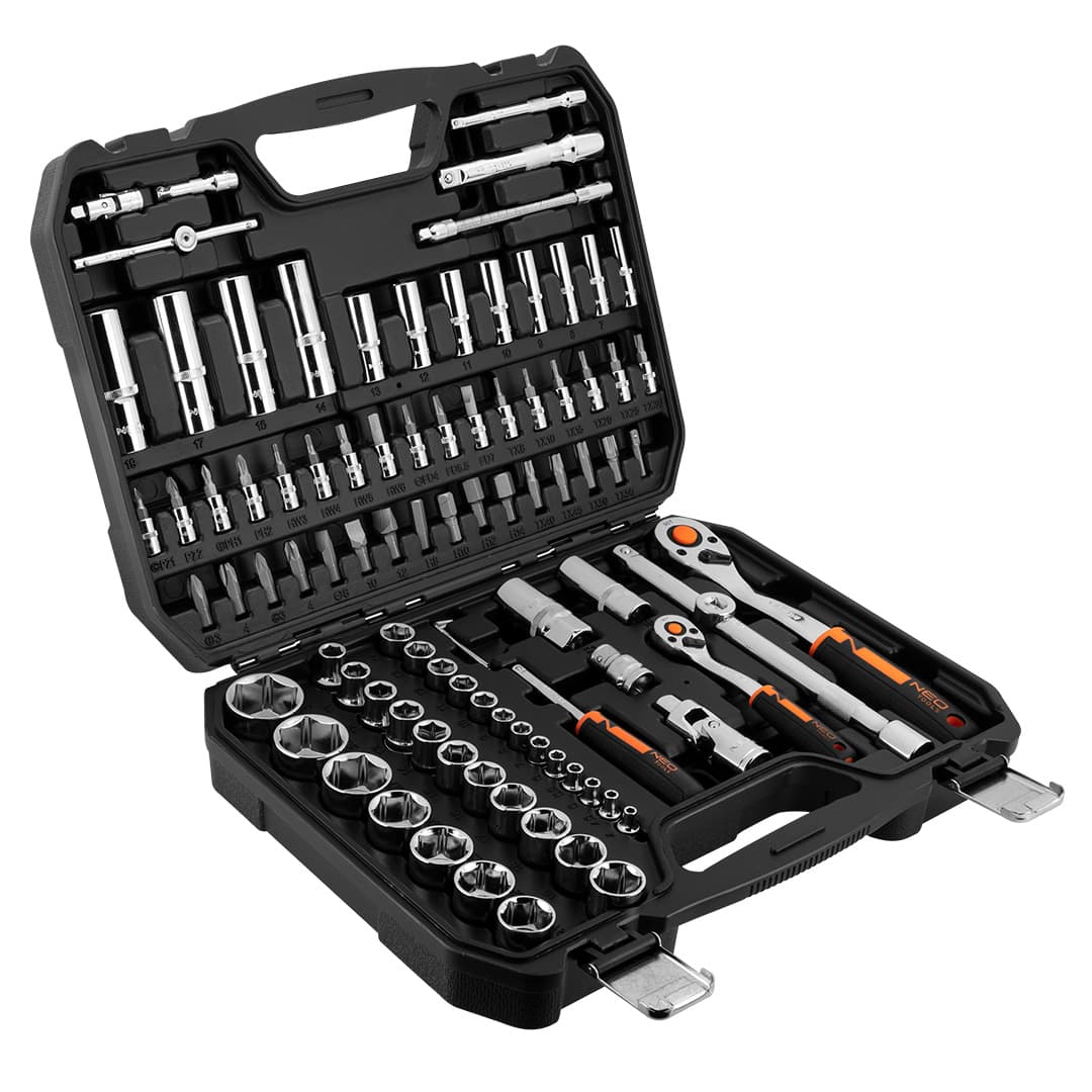 Obsežen set nasadnih ključev NEO TOOLS 1/4" in 1/2", 94 kosov, CrV