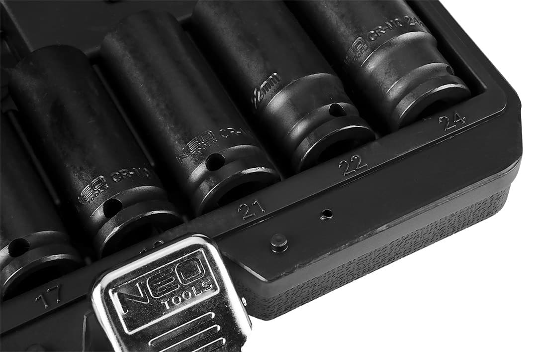 NEO TOOLS Udarni nasadni ključ set 1/2", 10-24 mm, 10 kosov, CrMo 6