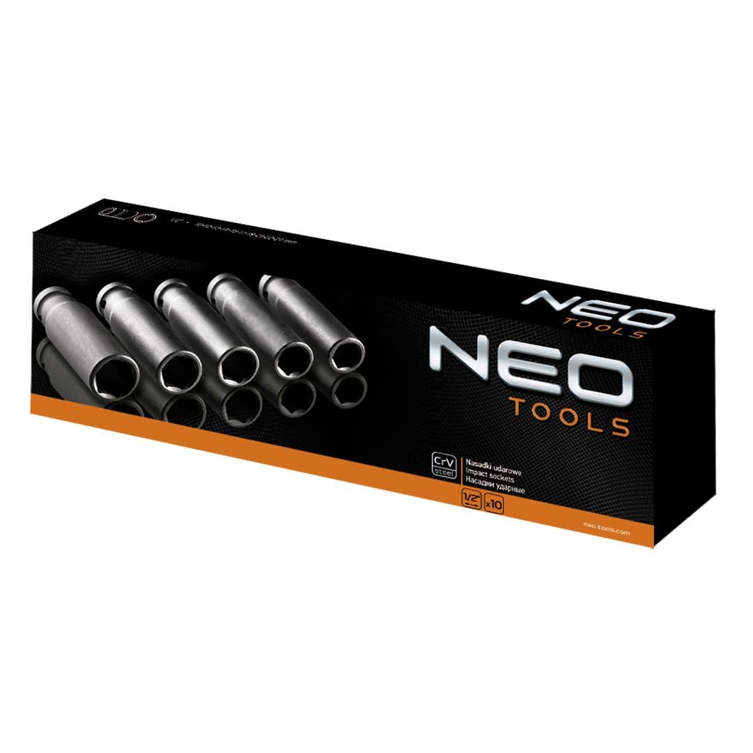 NEO TOOLS Udarni nasadni ključ set 1/2", 10-24 mm, 10 kosov, CrMo 2