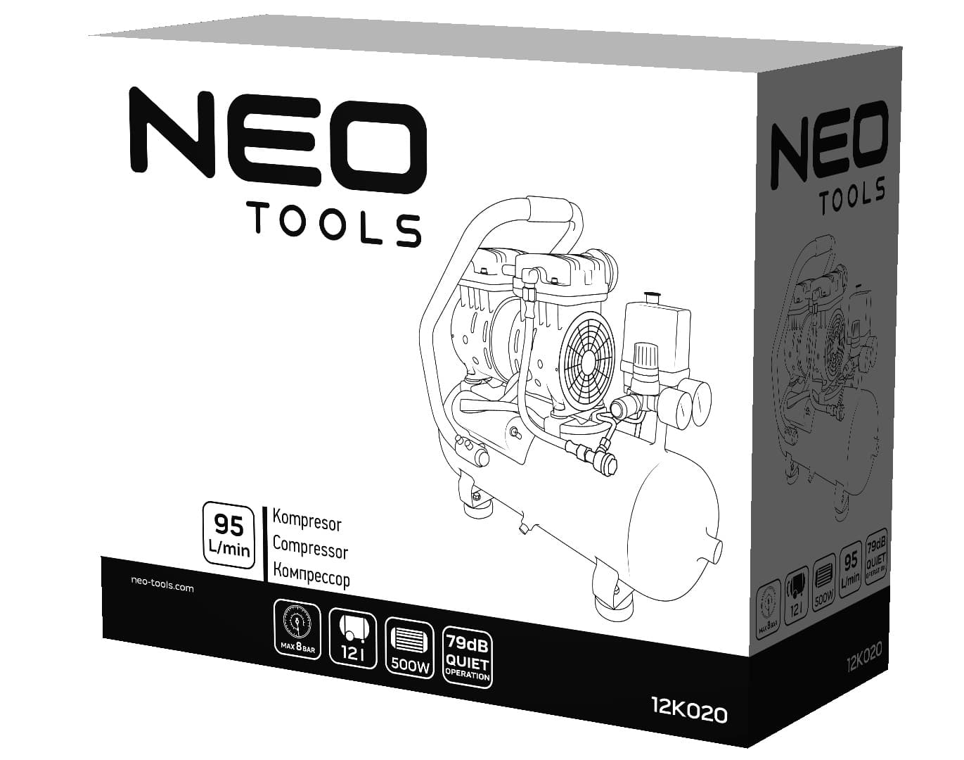 Brezoljni kompresor NEO TOOLS 12 L 2