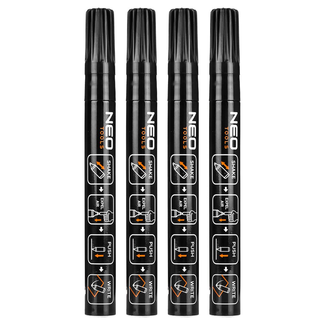 NEO TOOLS Gradbeni marker, debel, črn, 4 kos