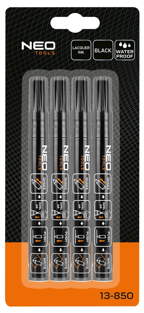 NEO TOOLS Gradbeni marker, debel, črn, 4 kos 7