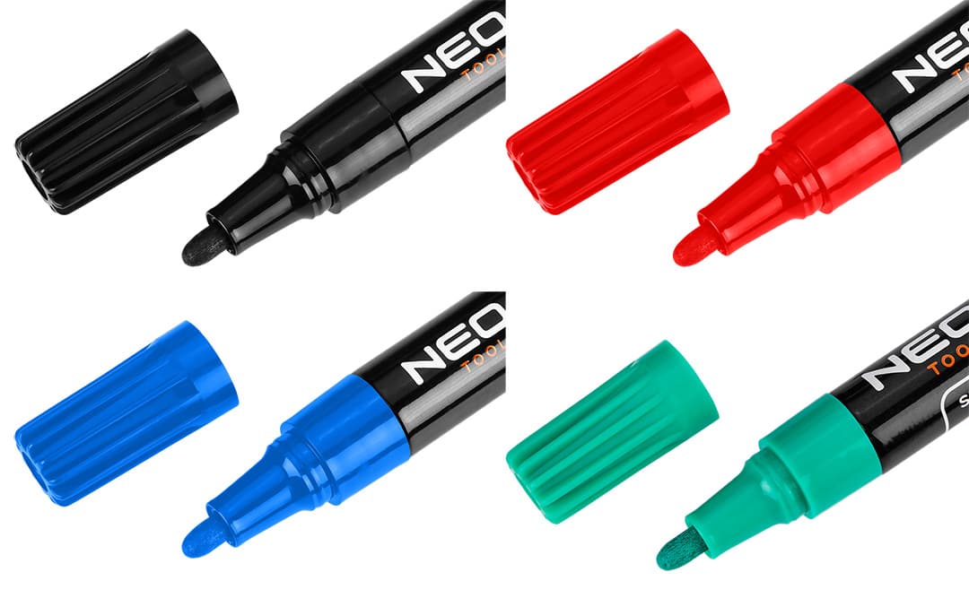 NEO TOOLS Gradbeni marker, debel, set 4 barv 7