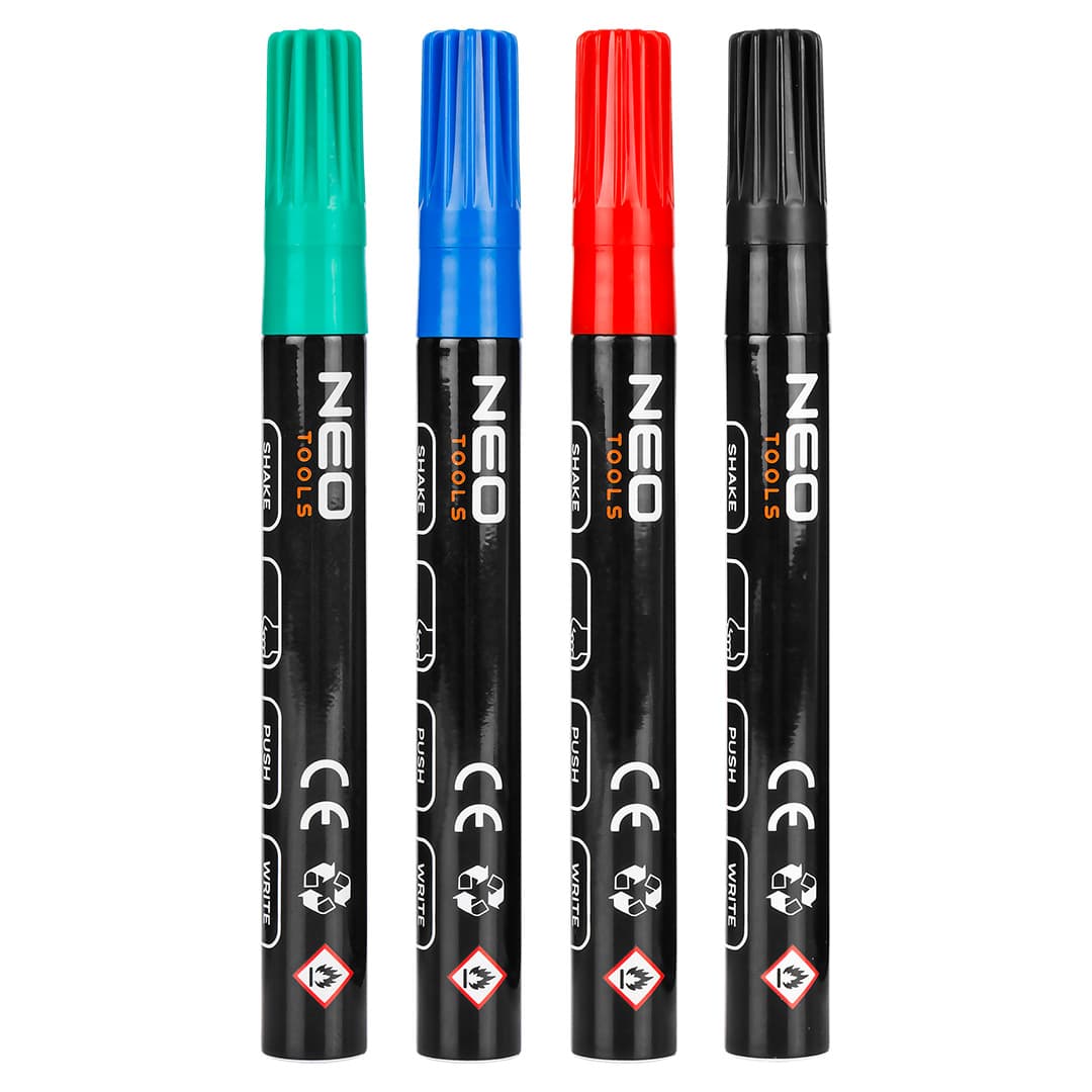 NEO TOOLS Gradbeni marker, debel, set 4 barv