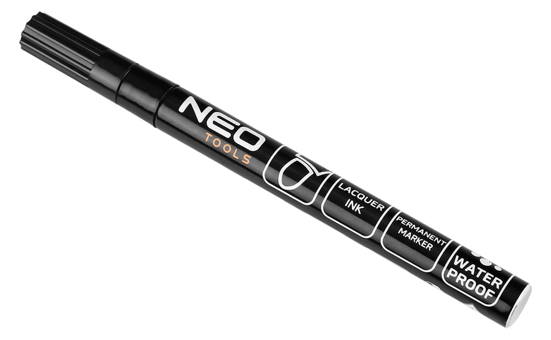 NEO TOOLS Gradbeni marker, tanek, črn, 4 kos 4