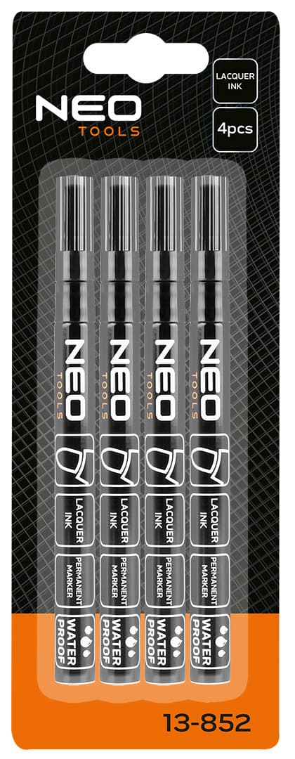 NEO TOOLS Gradbeni marker, tanek, črn, 4 kos 7