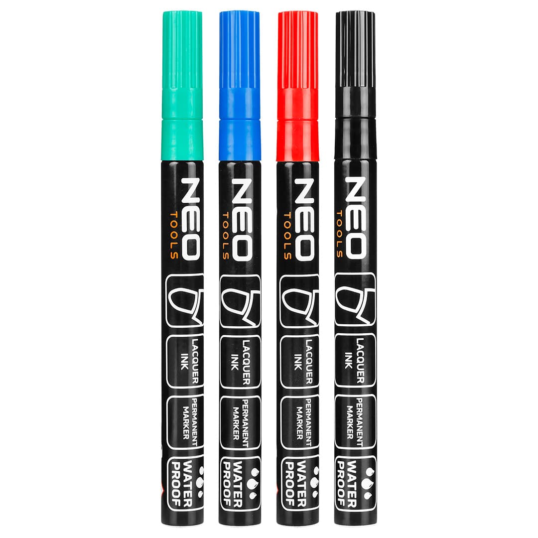 NEO TOOLS Gradbeni marker, set 4 barv
