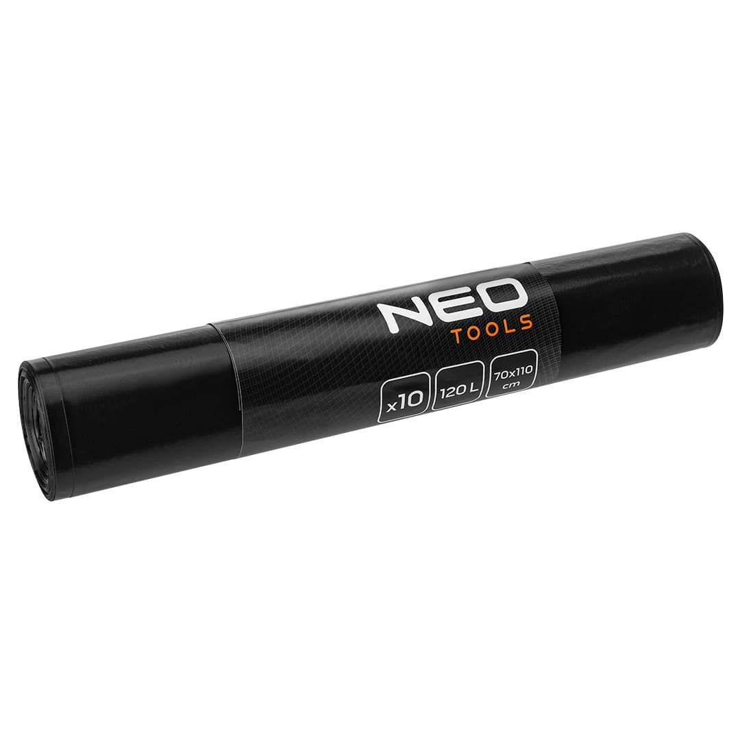 NEO TOOLS vrečke za gradbeni odpad, črne, 120L, 10 kos, 50 mic